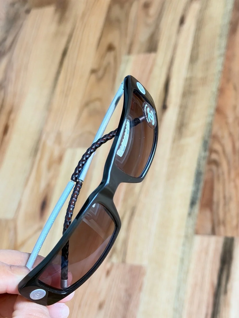 CHANEL Rectangular Black Sunglasses with Gradient Lenses